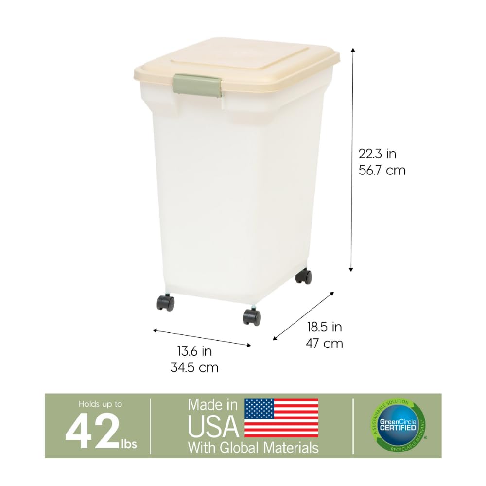 IRIS USA WeatherPro — Contenedor Hermético para Almacenamiento de Alimento con Ruedas para Perros, Gatos y Aves