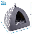 Casa Tienda Suave para Perros y Gatos Best Pet Supplies — Refugio Interior con Forro de Poly-Foam, Diseño Cuadriculado Gris, 48 x 48 x 48 cm