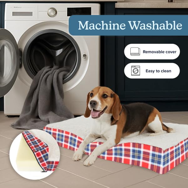 Petmaker — Cama Ortopédica con Memory Foam y Cubierta de Sherpa Lavable para Perro