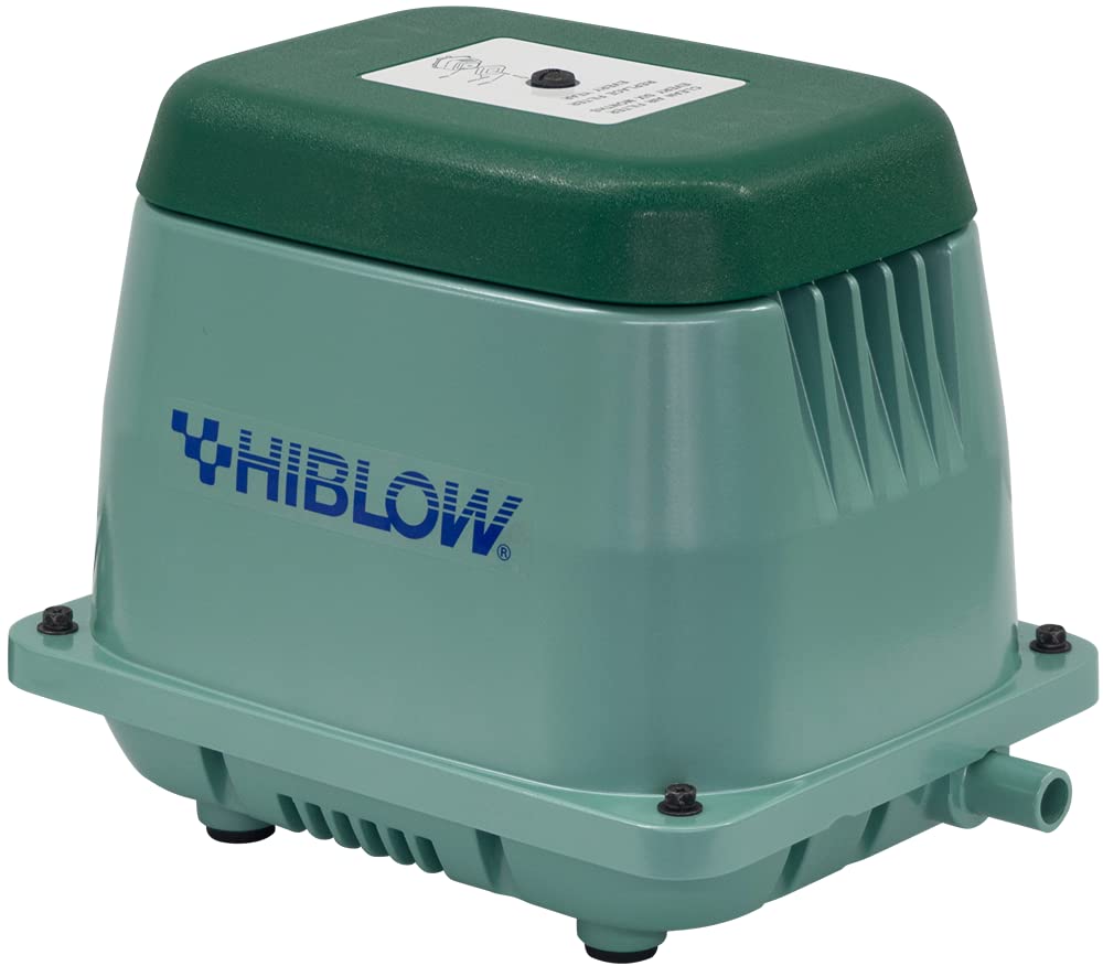 HIBLOW HP-200 — Aireador Lineal de Alta Potencia para Estanques y Sistemas Sépticos hasta 2 Acres | Bomba de Aire 200 LPM Silenciosa y Eficiente