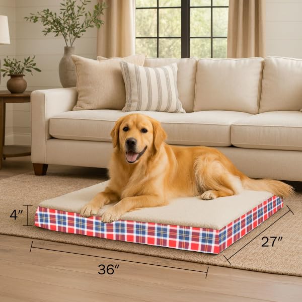 Petmaker — Cama Ortopédica con Memory Foam y Cubierta de Sherpa Lavable para Perro