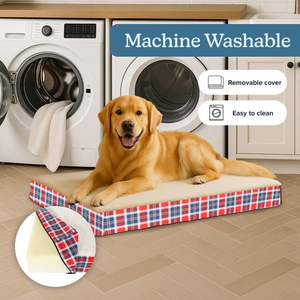 Petmaker — Cama Ortopédica con Memory Foam y Cubierta de Sherpa Lavable para Perro