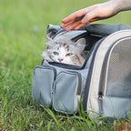 FUKUMARU — Transportadora para Gato y Perro Pequeño Aprobada por Aerolíneas con 4 Puertas de Acceso y Cojín Lavable