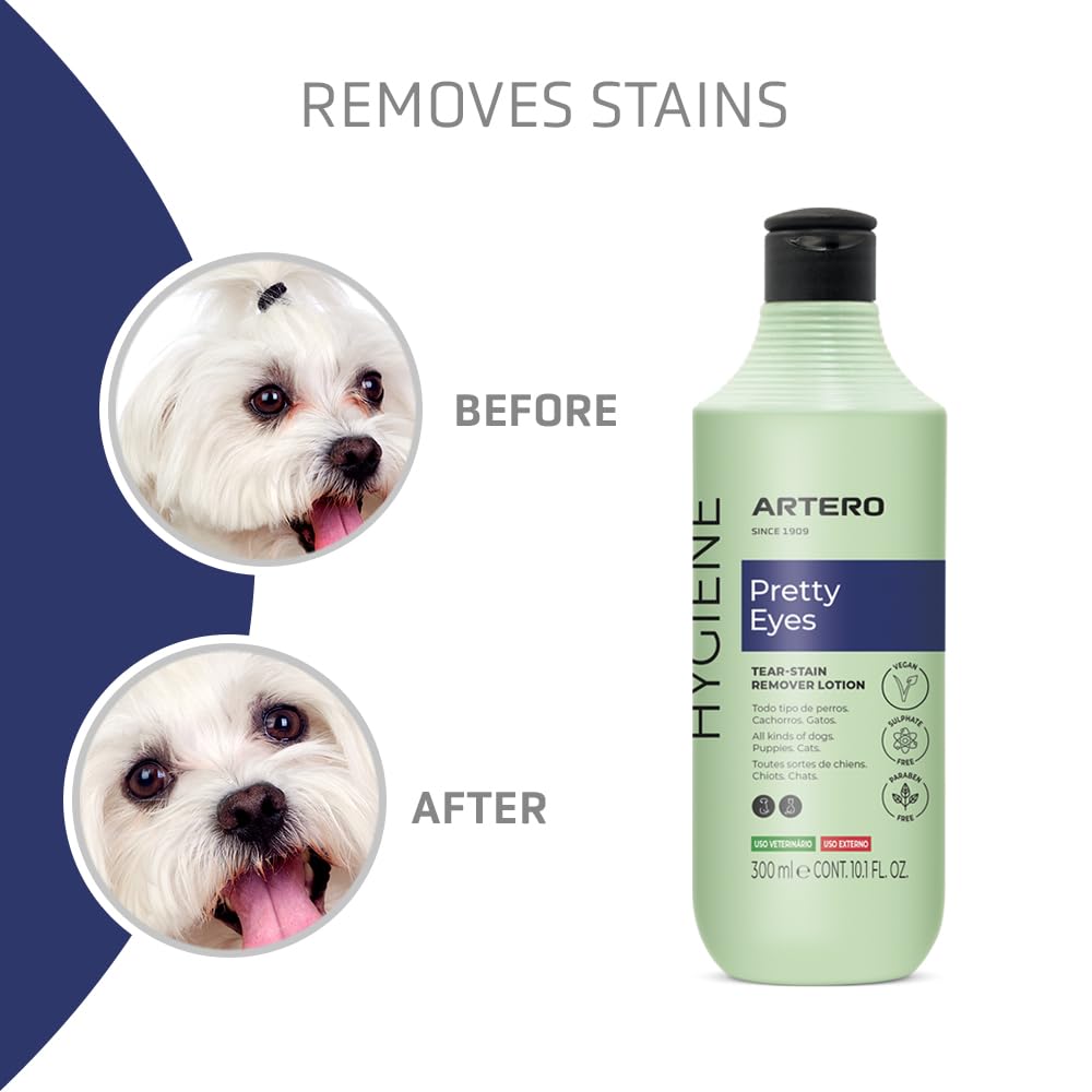 Artero Pretty Eyes — Limpiador Ocular para Perros y Gatos | Elimina Manchas de Lágrimas con Extractos de Manzanilla, Romero y Tomillo | Frasco 300 ml