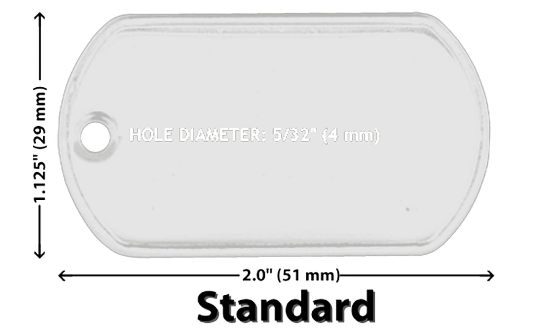 ONDEPOT Paquete de 100 Placas de Identificación en Acero Inoxidable — Listas para Grabar, Troquelar o Estampar — Estilo Militar, Superficie Pulida, Uso para Mascotas, ID Médico, Manualidades y Más (Sin Cadenas)