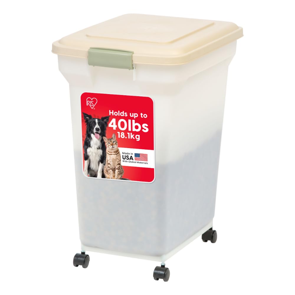 IRIS USA WeatherPro — Contenedor Hermético para Almacenamiento de Alimento con Ruedas para Perros, Gatos y Aves