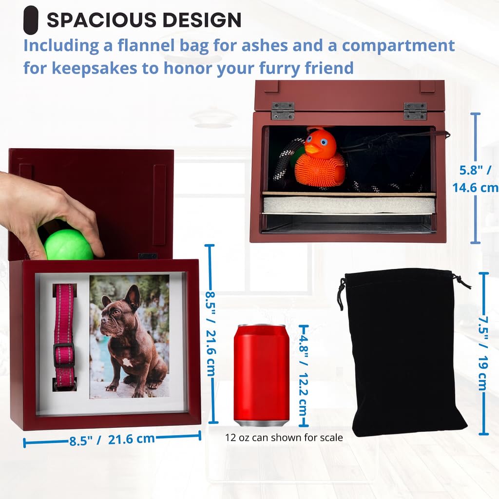 OtterPets — Urna Memorial para Cenizas de Mascotas con 4 Tipos de Exhibición, Kit de Huella y Bolsa de Franela para Perros y Gatos