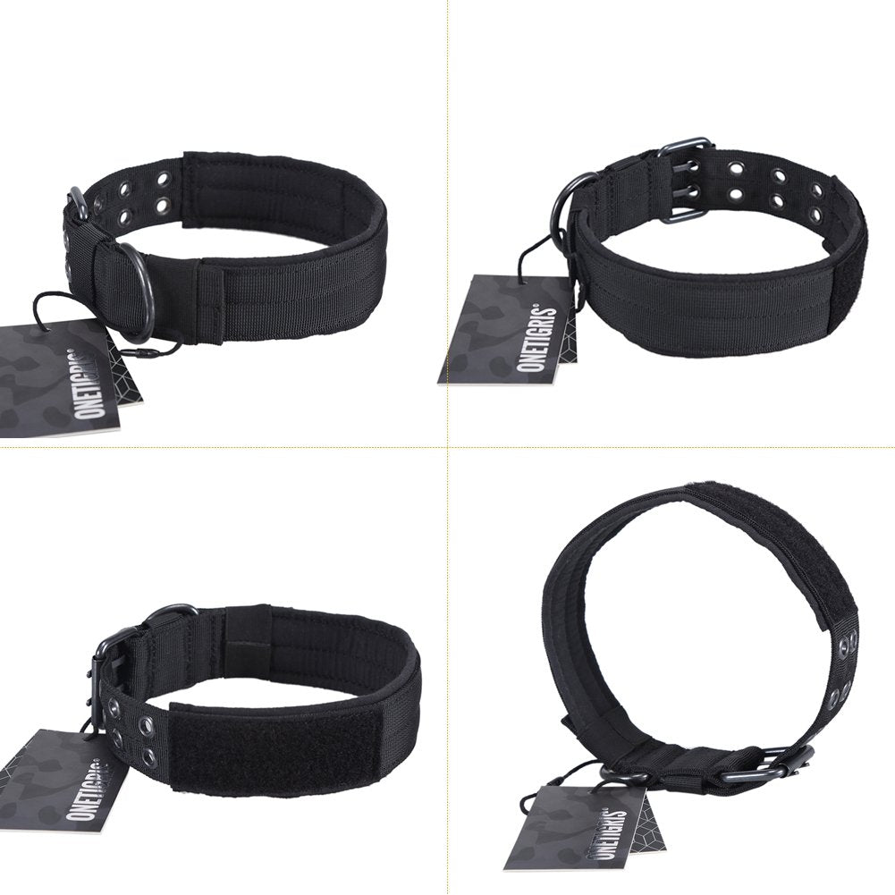 OneTigris Tactical — Collar Militar Ajustable con Argolla D y Hebilla de Metal para Perro