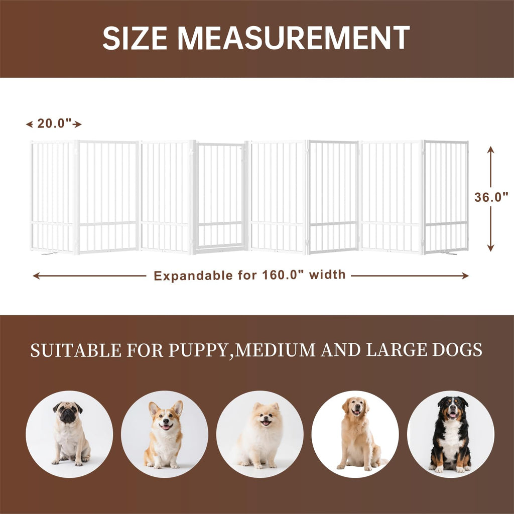 Corralito y Reja Divisoria de Metal para Perros — Puerta Abatible, Plegable y Autoportante para Interiores