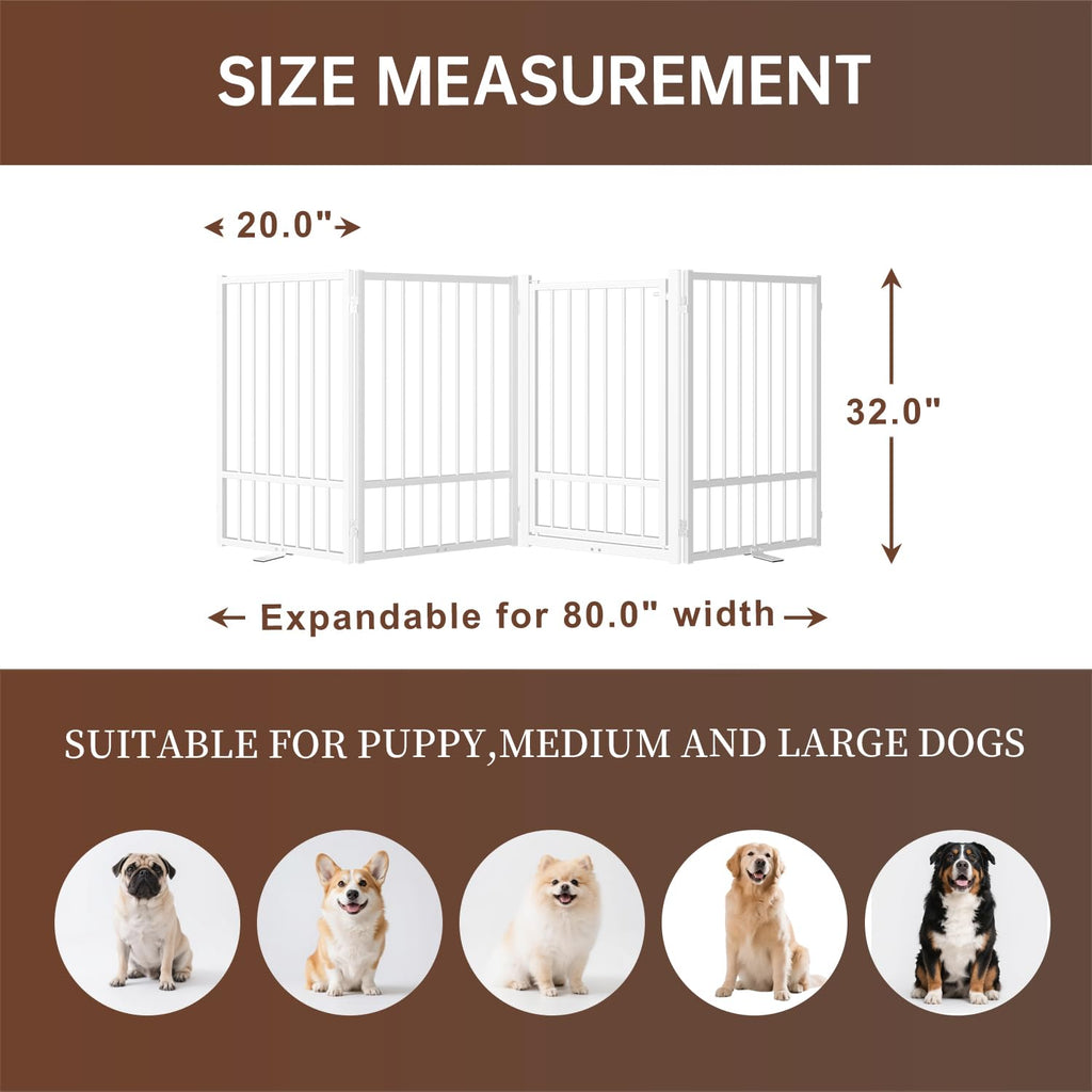 Corralito y Reja Divisoria de Metal para Perros — Puerta Abatible, Plegable y Autoportante para Interiores