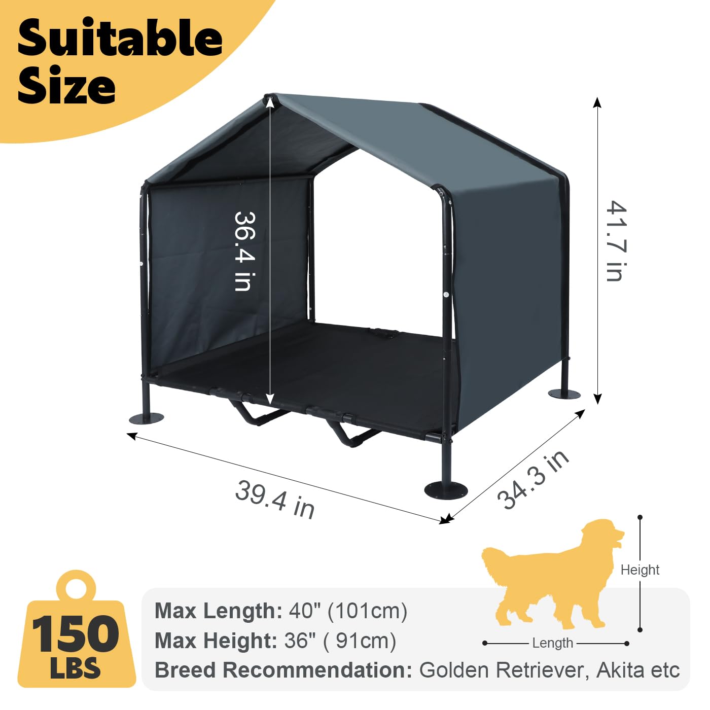 LitaiL — Refugio y Sombra para Perros Grandes — Caseta Exterior para Todas las Estaciones