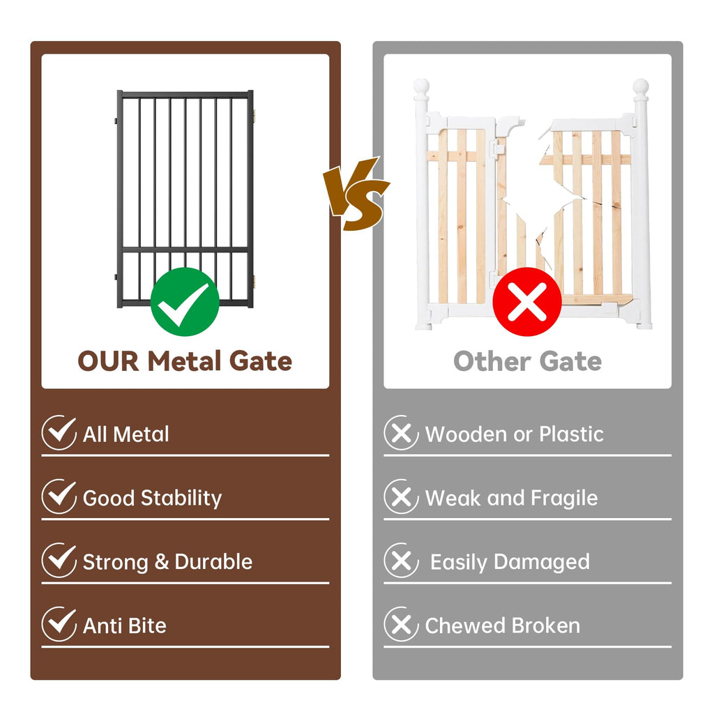 Corralito y Reja Divisoria de Metal para Perros — Puerta Abatible, Plegable y Autoportante para Interiores