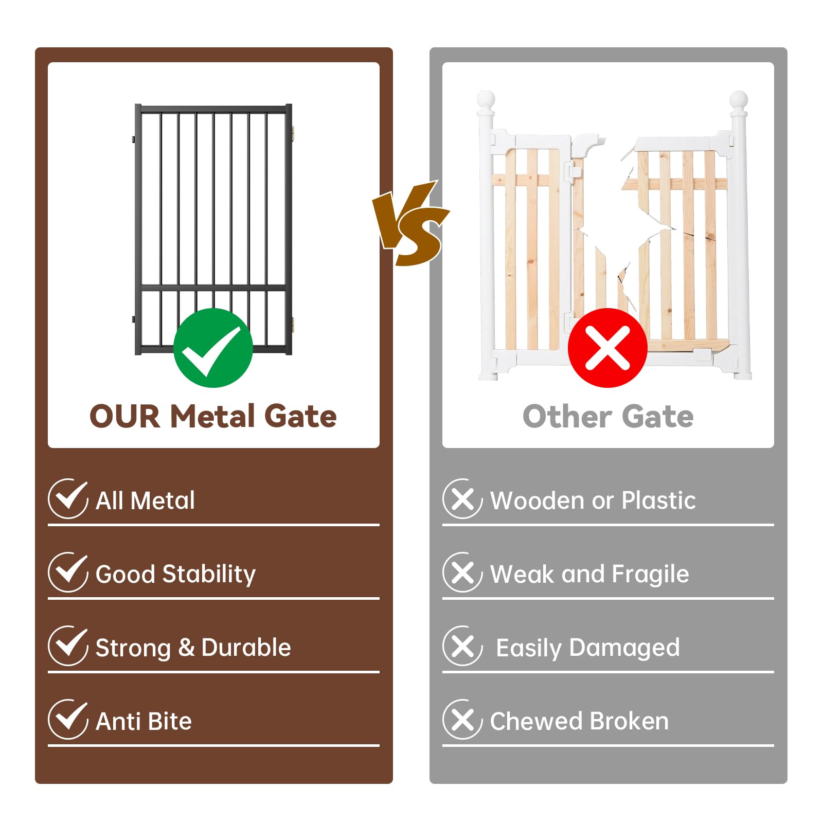 Corralito y Reja Divisoria de Metal para Perros — Puerta Abatible, Plegable y Autoportante para Interiores