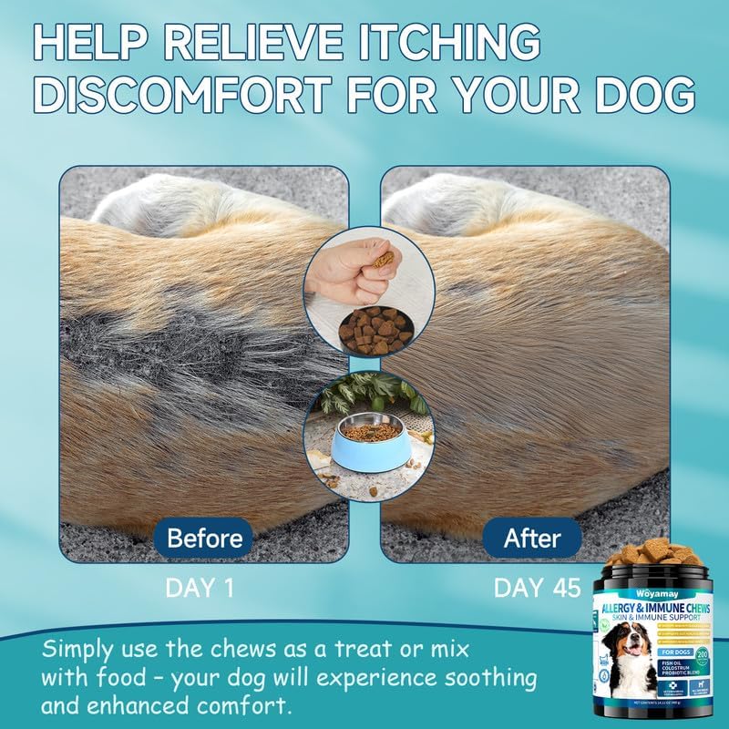 Gomitas para Alergias en Perros con Probióticos — 200 Masticables Suaves para Alivio de Picazón, Piel Sensible, Soporte Inmune y Salud Digestiva, Sabor Pollo