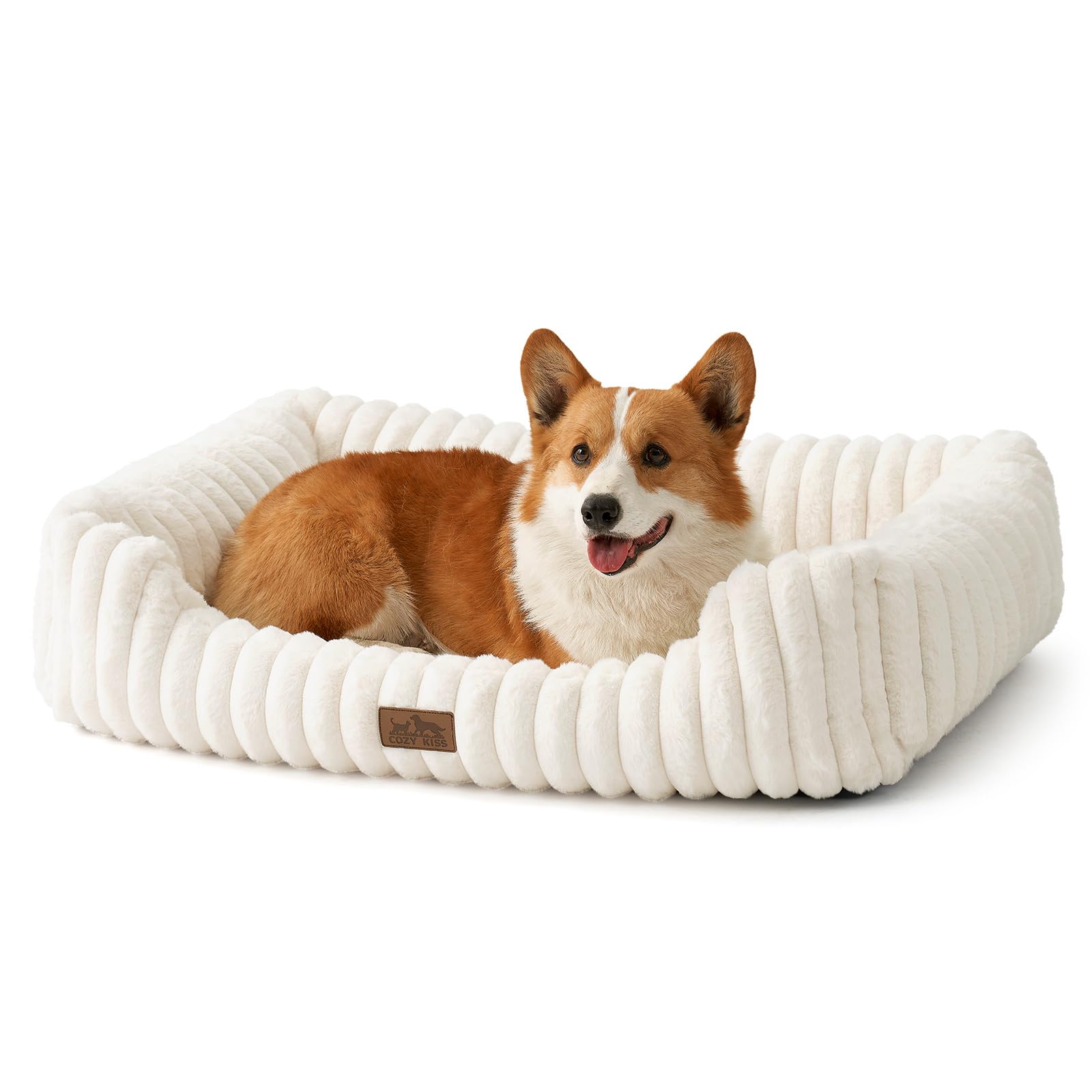 Cama Ortopédica Rectangular Lavable con Lados Elevados y Base Antideslizante — Cama Calmante para Perros y Gatos de Interior
