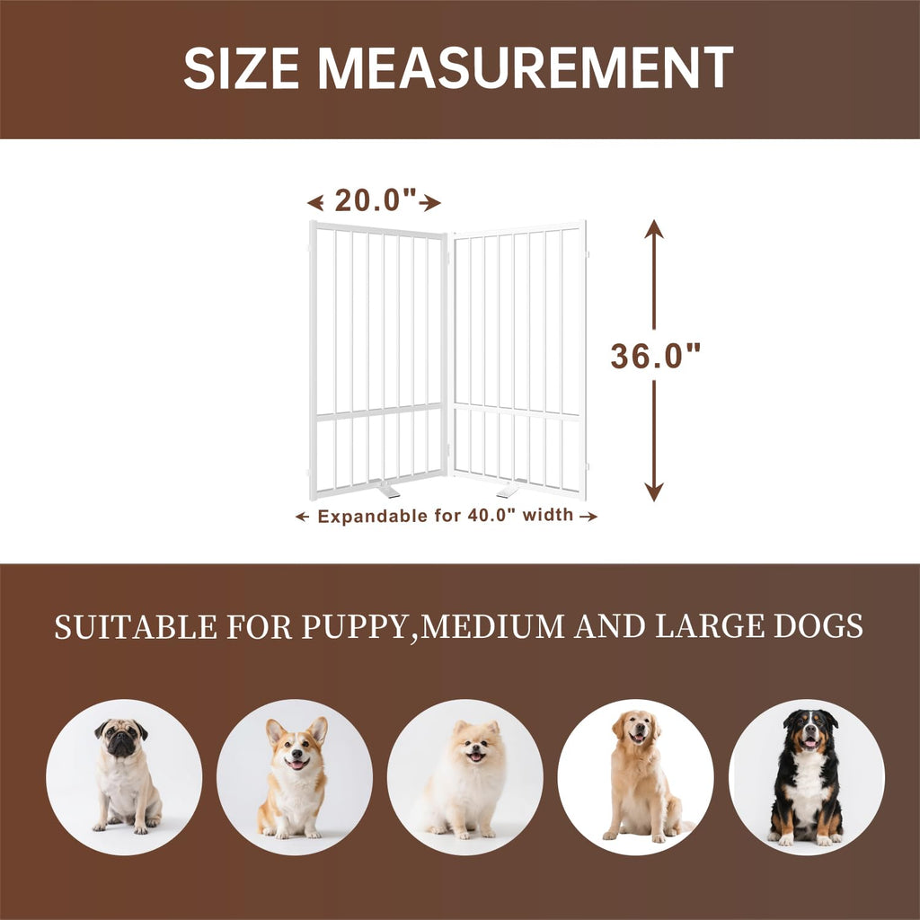 Corralito y Reja Divisoria de Metal para Perros — Puerta Abatible, Plegable y Autoportante para Interiores