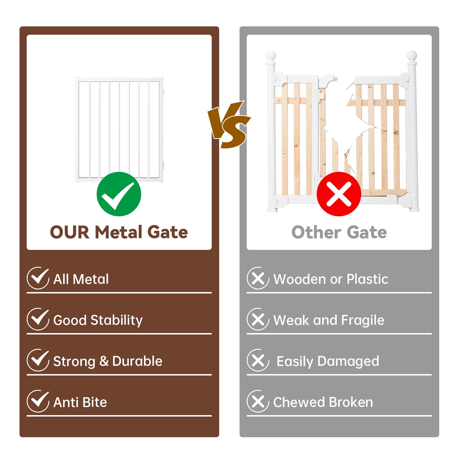 Corralito y Reja Divisoria de Metal para Perros — Puerta Abatible, Plegable y Autoportante para Interiores