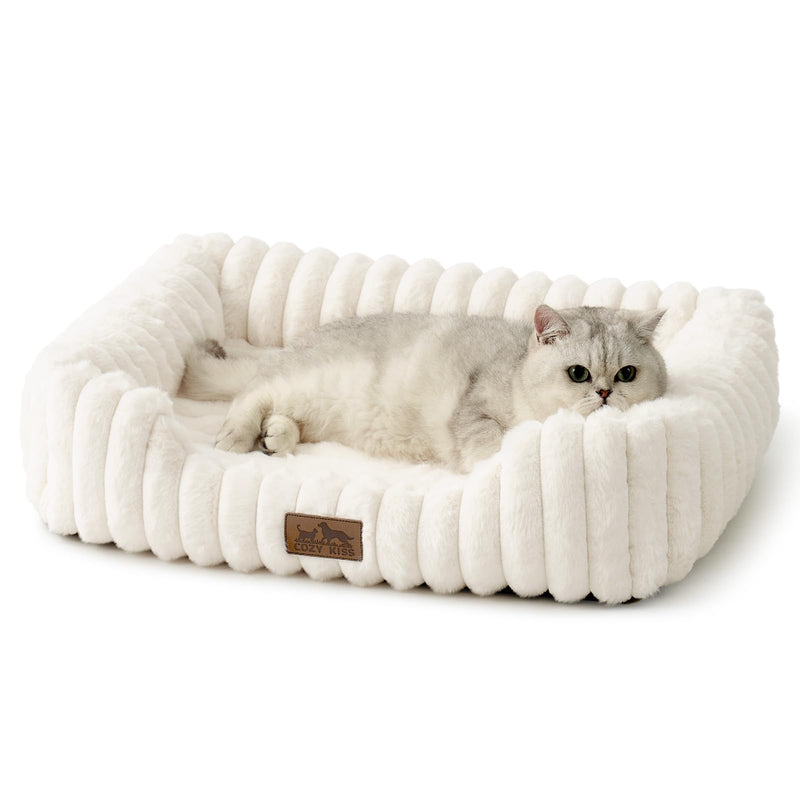 Cama Ortopédica Rectangular Lavable con Lados Elevados y Base Antideslizante — Cama Calmante para Perros y Gatos de Interior