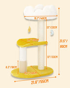 Happi N Pets Cloud — Torre Rascador con Cama, Percha y Juguetes para Gato