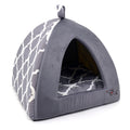 Casa Tienda Suave para Perros y Gatos Best Pet Supplies — Refugio Interior con Forro de Poly-Foam, Diseño Cuadriculado Gris, 48 x 48 x 48 cm