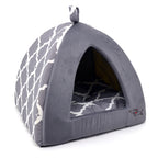 Casa Tienda Suave para Perros y Gatos Best Pet Supplies — Refugio Interior con Forro de Poly-Foam, Diseño Cuadriculado Gris, 48 x 48 x 48 cm