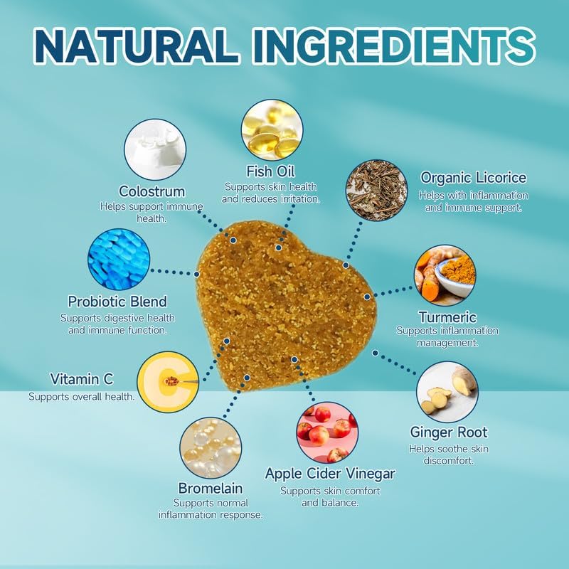Gomitas para Alergias en Perros con Probióticos — 200 Masticables Suaves para Alivio de Picazón, Piel Sensible, Soporte Inmune y Salud Digestiva, Sabor Pollo