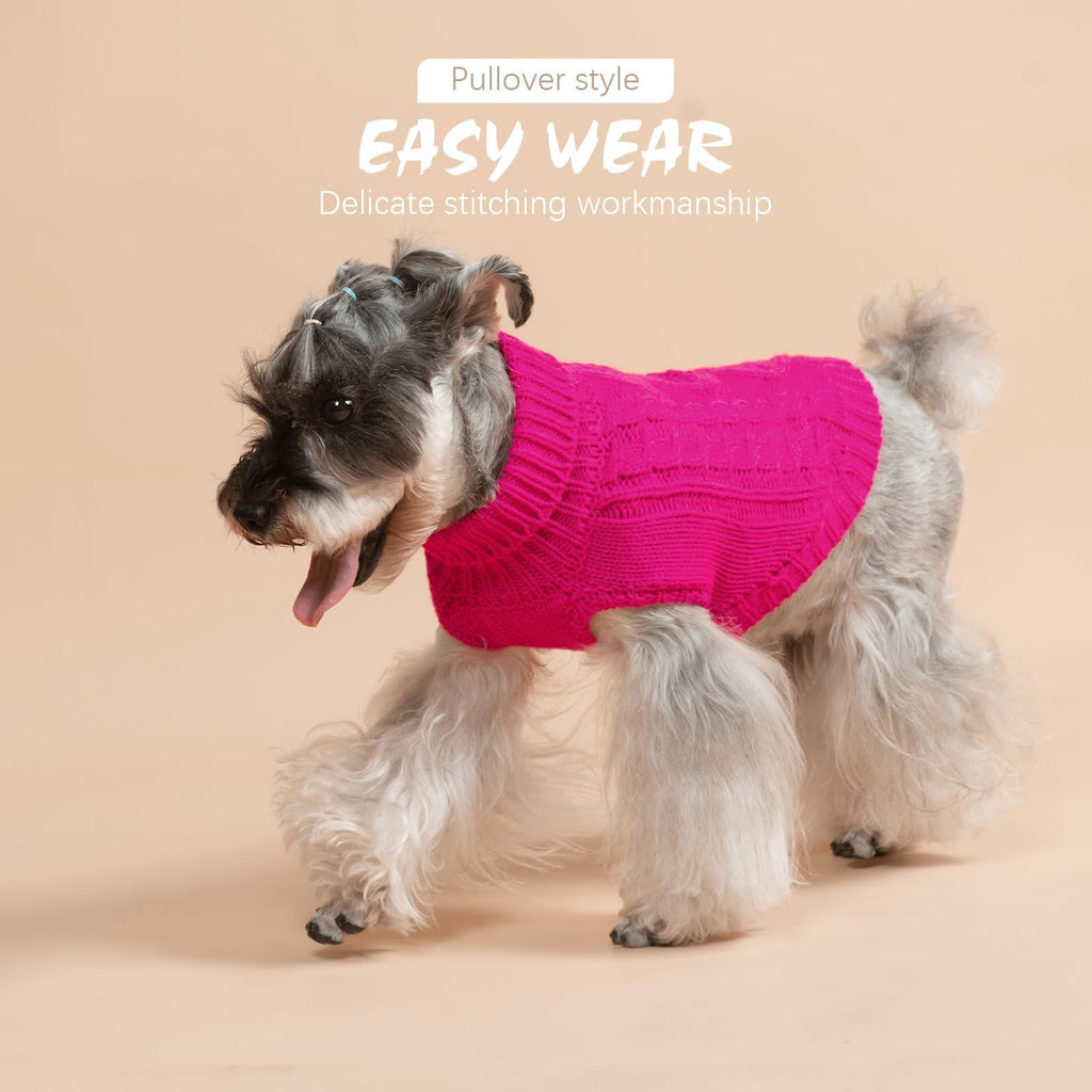 Suéter Tejido Térmico con Cuello Alto para Perros — Jersey Clásico de Punto Cable Cálido para Cachorros y Gatos Pequeños, Medianos y Grandes