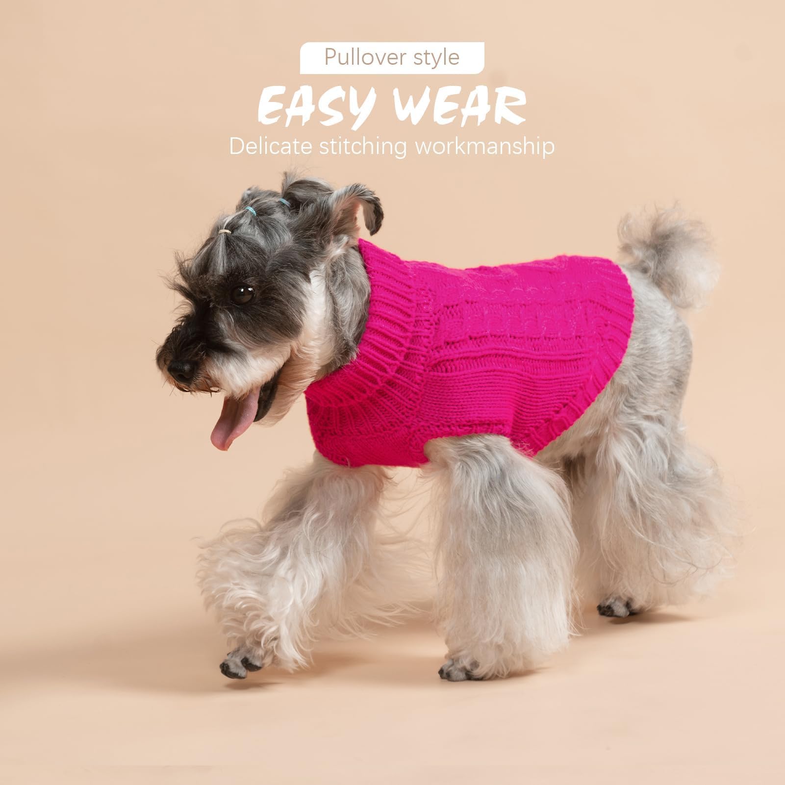 Suéter Tejido Térmico con Cuello Alto para Perros — Jersey Clásico de Punto Cable Cálido para Cachorros y Gatos Pequeños, Medianos y Grandes