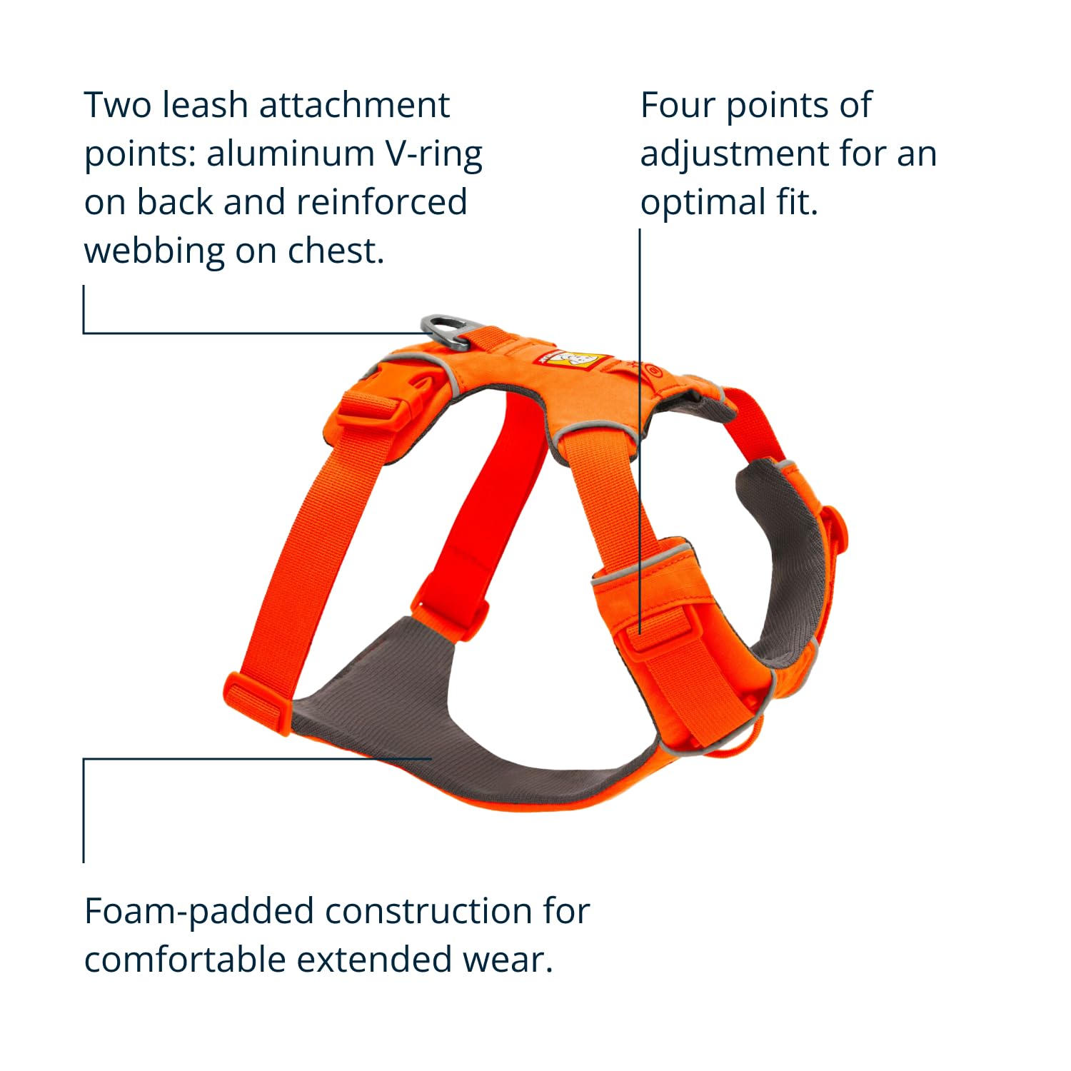Ruffwear Front Range — Arnés Acolchado con Doble Enganche y Fácil Ajuste para Perro
