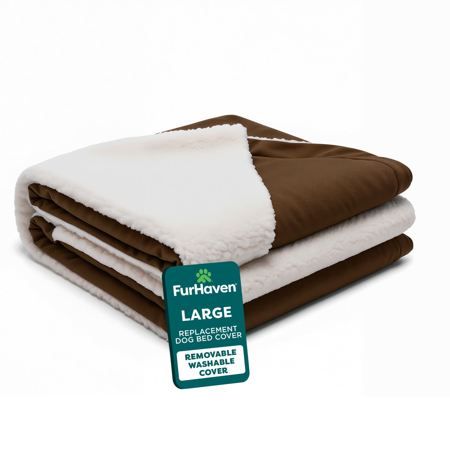 Furhaven Replacement Dog Bed Cover Sherpa & Suede Snuggery, Machine Washable - Blue, 26-inch