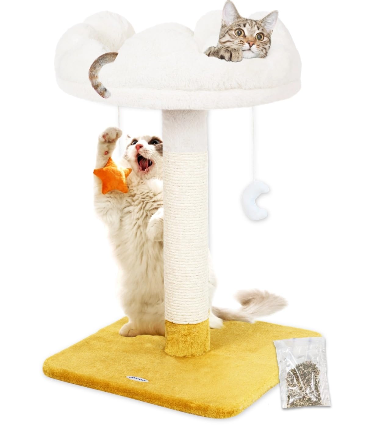 Happi N Pets Cloud — Torre Rascador con Cama, Percha y Juguetes para Gato