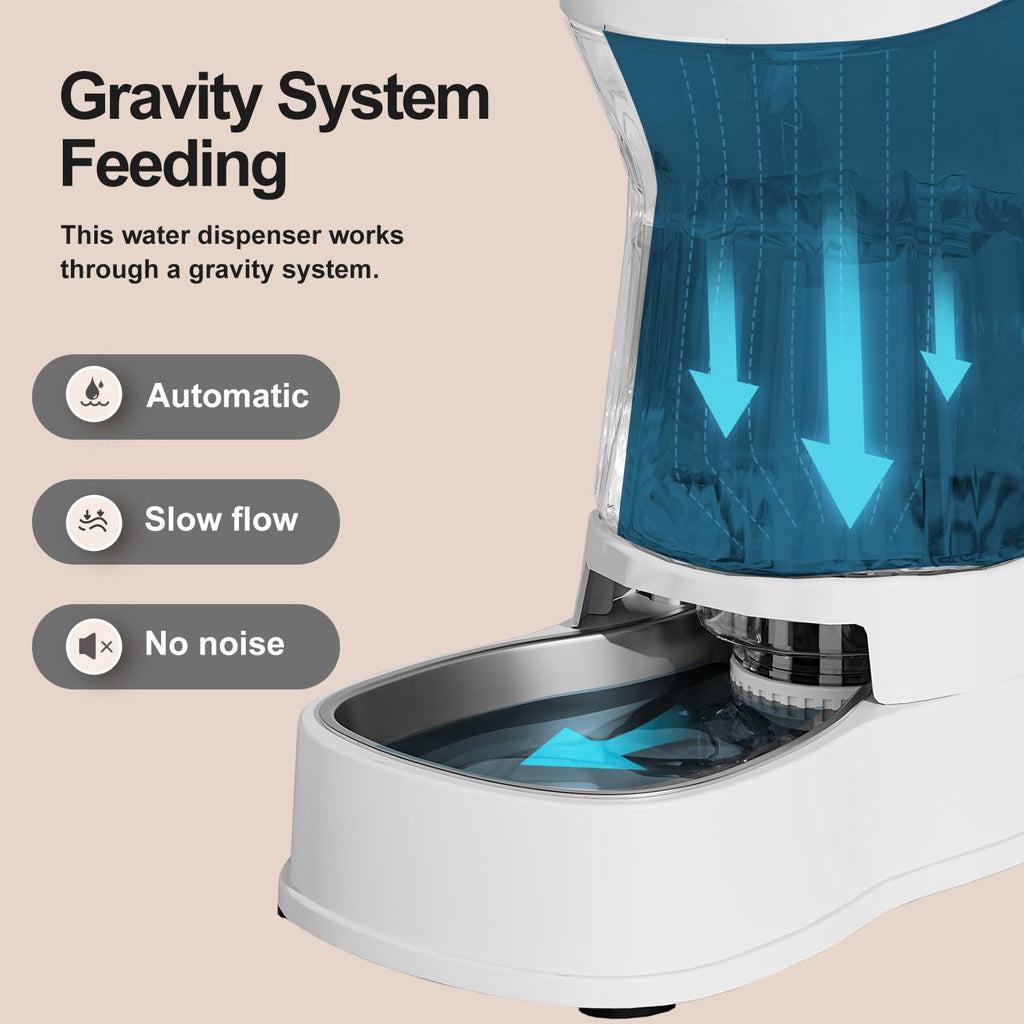 Gardner Pet — Bebedero Automático por Gravedad con Tazón de Acero Inoxidable para Perros y Gatos