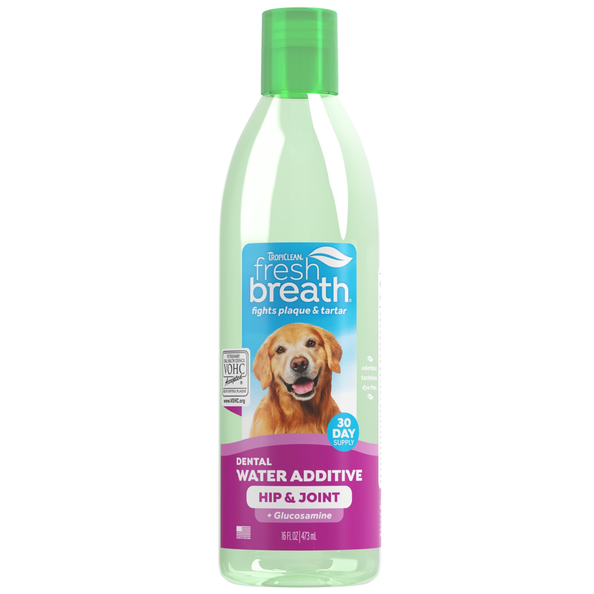 TropiClean Fresh Breath — Aditivo Dental para Agua, Limpieza de Dientes y Aliento Fresco para Perros
