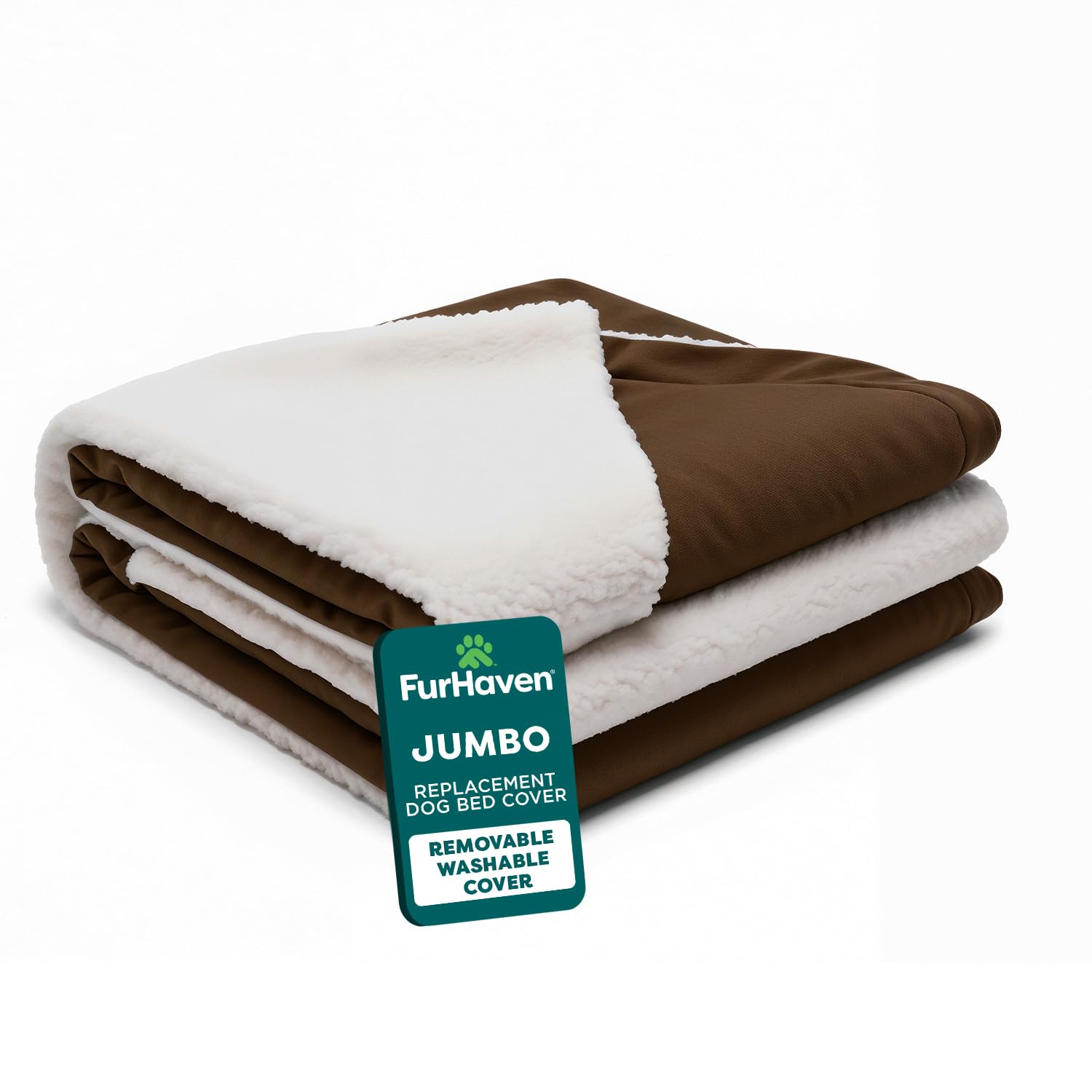 Furhaven Replacement Dog Bed Cover Sherpa & Suede Snuggery, Machine Washable - Blue, 26-inch