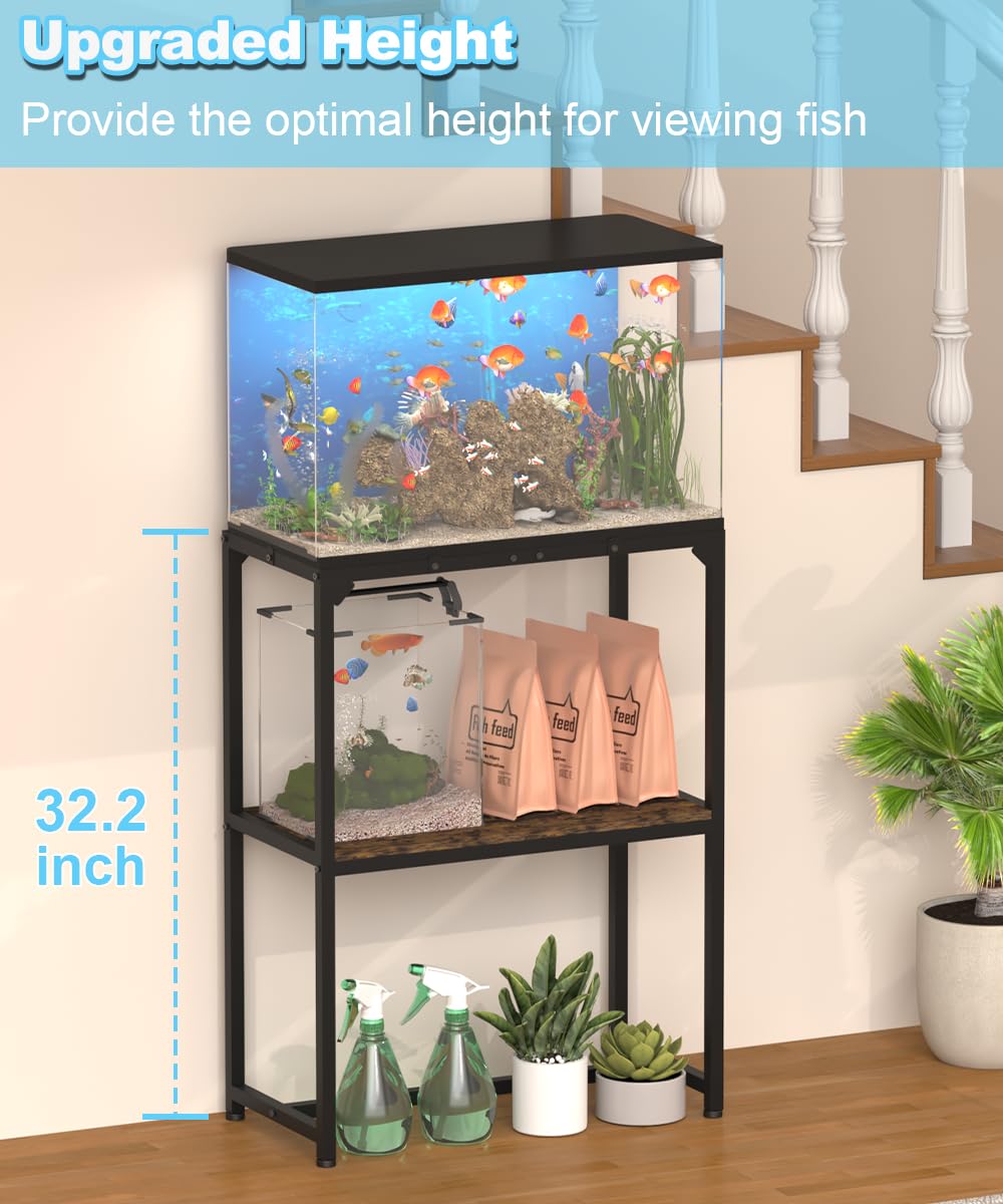 Mondazie — Mueble Soporte para Acuario de 2 Niveles con Estante para Accesorios, Resistente y Robusto para Peceras