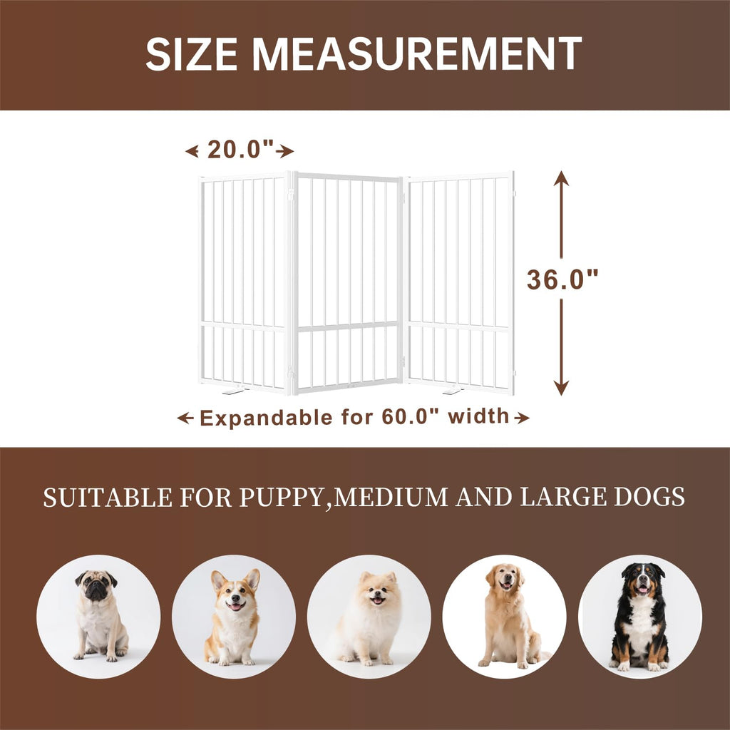 Corralito y Reja Divisoria de Metal para Perros — Puerta Abatible, Plegable y Autoportante para Interiores