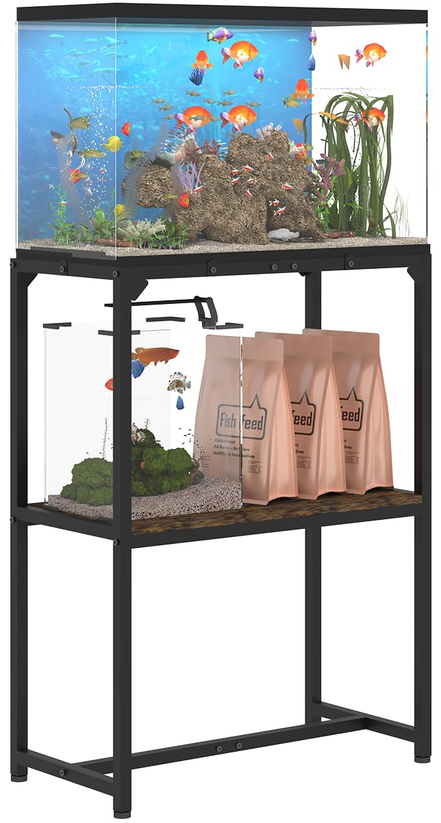 Mondazie — Mueble Soporte para Acuario de 2 Niveles con Estante para Accesorios, Resistente y Robusto para Peceras