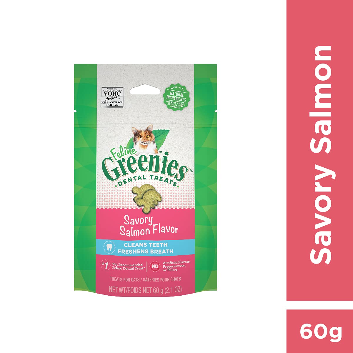 Greenies Feline Adult — Premios Dentales con Sabor a Salmón para Gato Adulto