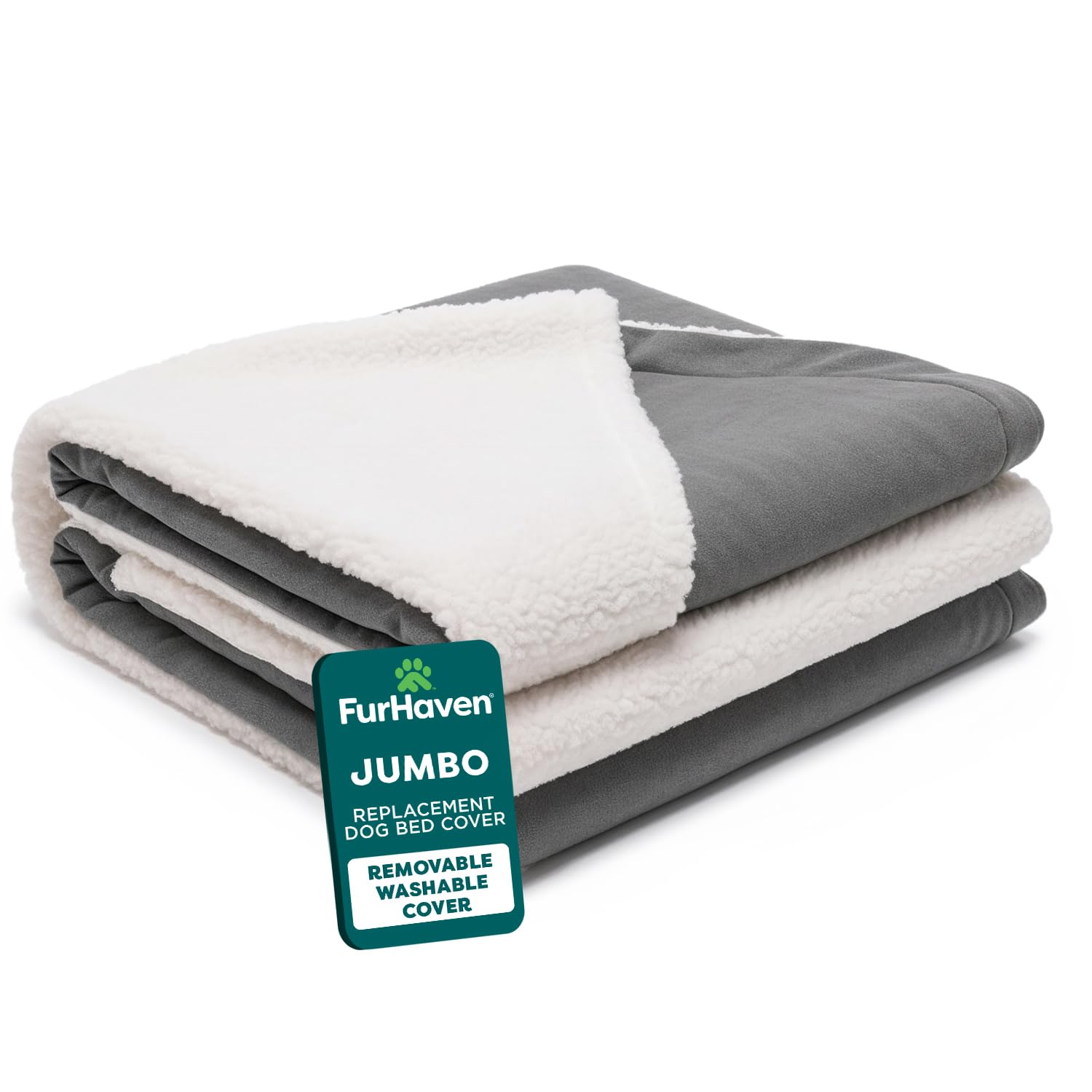 Furhaven Replacement Dog Bed Cover Sherpa & Suede Snuggery, Machine Washable - Blue, 26-inch