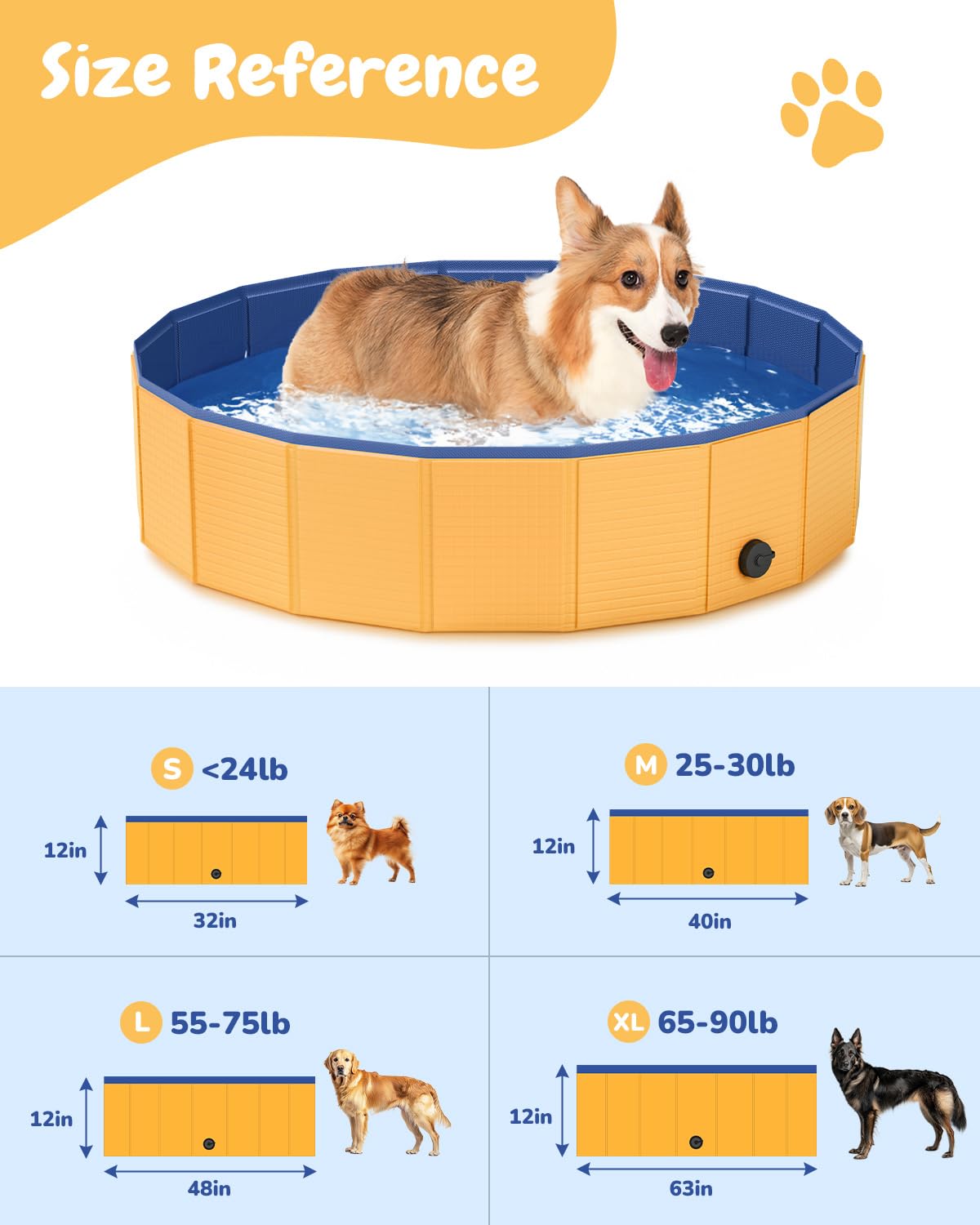 Alberca Plegable para Perros — Tina de Baño y Chapoteo Exterior para Mascotas