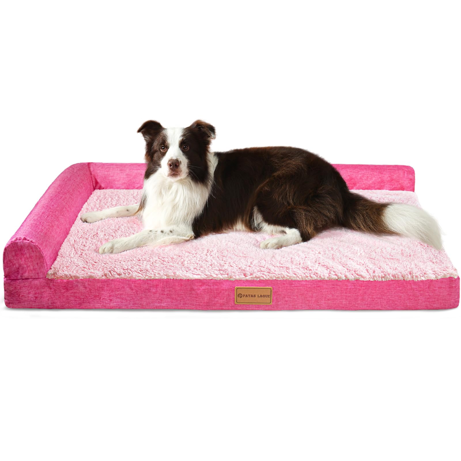 Patas Lague — Cama Ortopédica con Bolster en L y Cubierta Lavable Impermeable para Perro