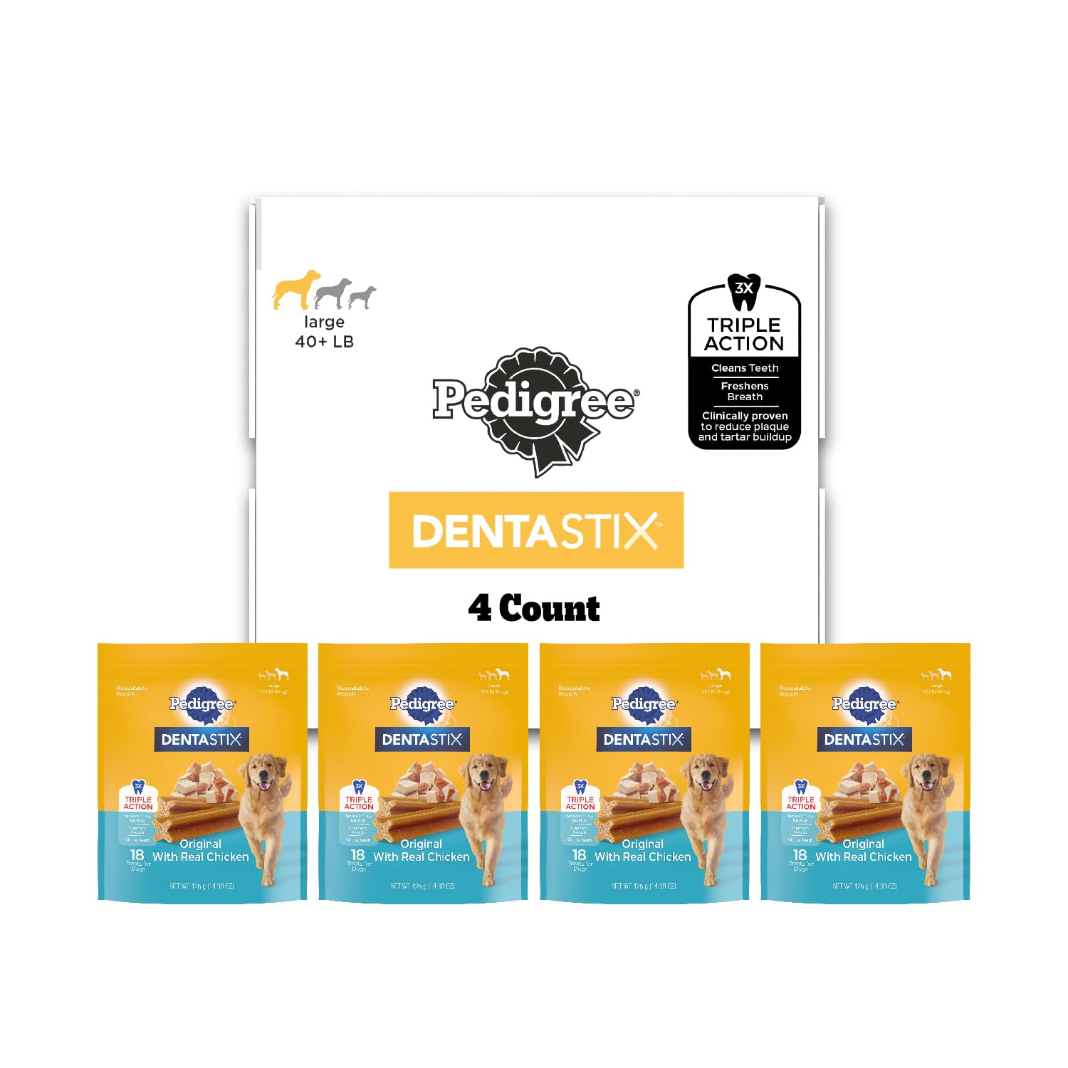 Pedigree Dentastix — Premios Dentales de Acción Triple para Perros de Raza Grande