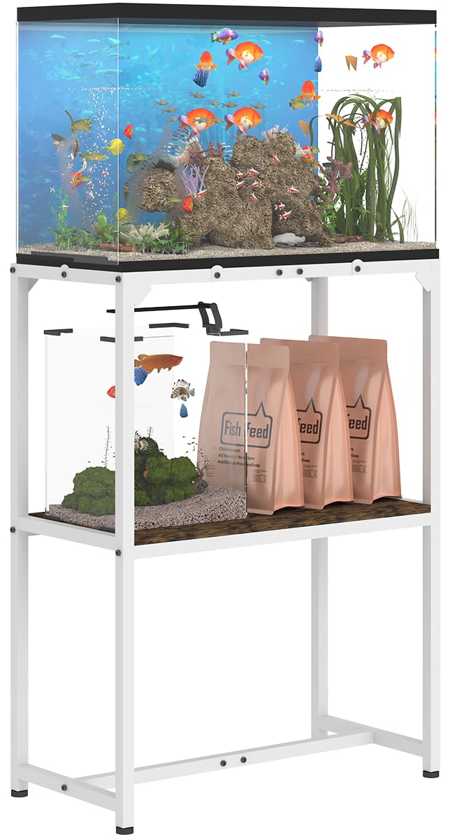 Mondazie — Mueble Soporte para Acuario de 2 Niveles con Estante para Accesorios, Resistente y Robusto para Peceras