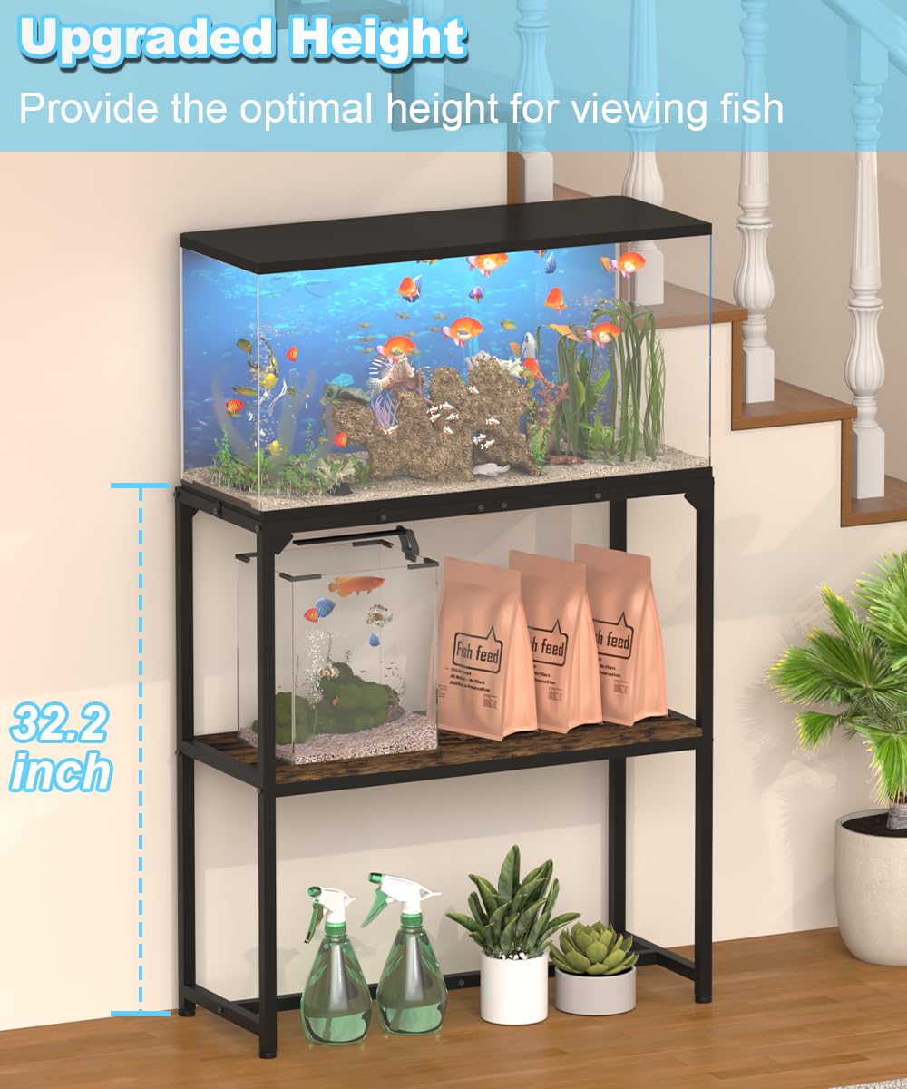 Mondazie — Mueble Soporte para Acuario de 2 Niveles con Estante para Accesorios, Resistente y Robusto para Peceras