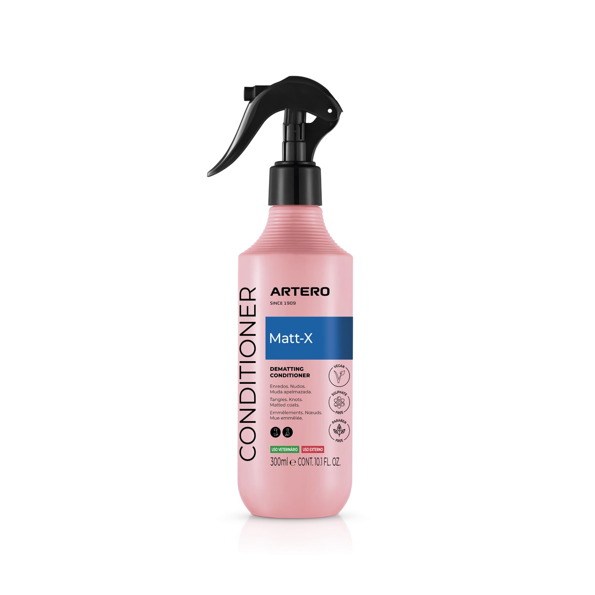 Artero Matt-X — Spray Desmatador y Acondicionador Profesional para Perros y Gatos, Desenredante de Acción Rápida, Pelaje Suave y Brillante, 300 ml