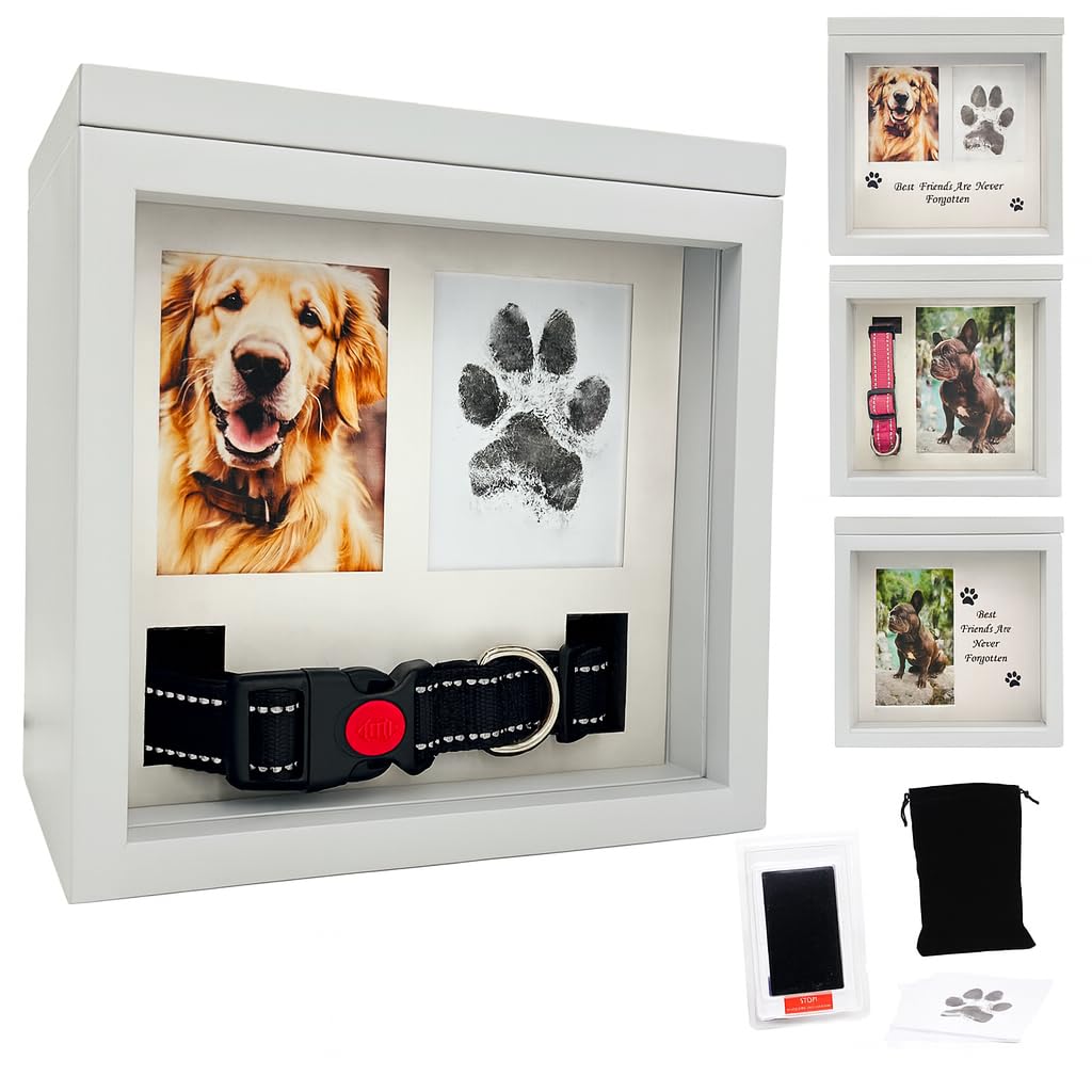 OtterPets — Urna Memorial para Cenizas de Mascotas con 4 Tipos de Exhibición, Kit de Huella y Bolsa de Franela para Perros y Gatos
