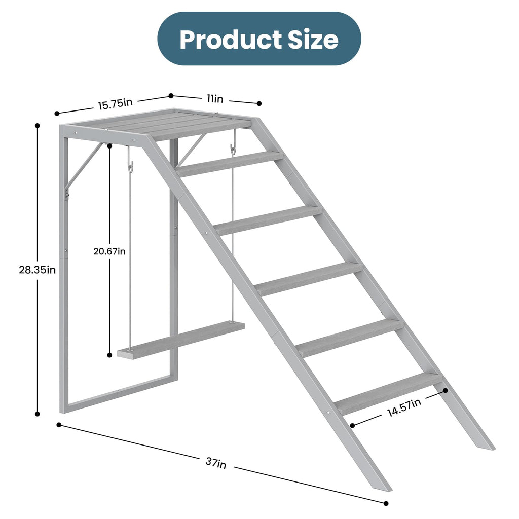 Estructura de Juego para Gallinas y Mascotas — Columpio, Escalera y Percha de Madera con Barras de Descanso para Gallinas, Conejos y Aves de Traspatio