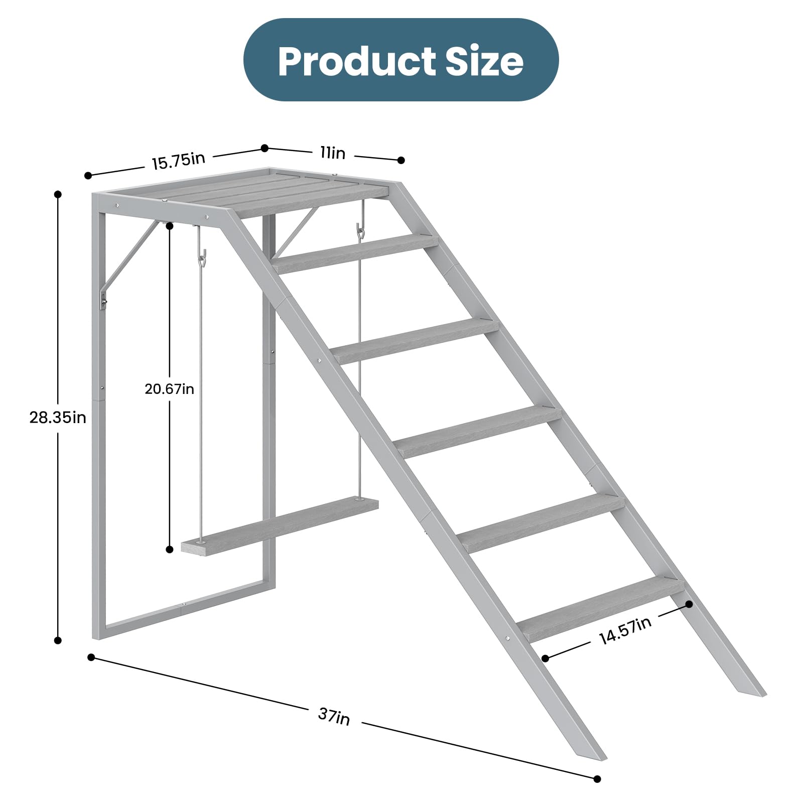 Estructura de Juego para Gallinas y Mascotas — Columpio, Escalera y Percha de Madera con Barras de Descanso para Gallinas, Conejos y Aves de Traspatio