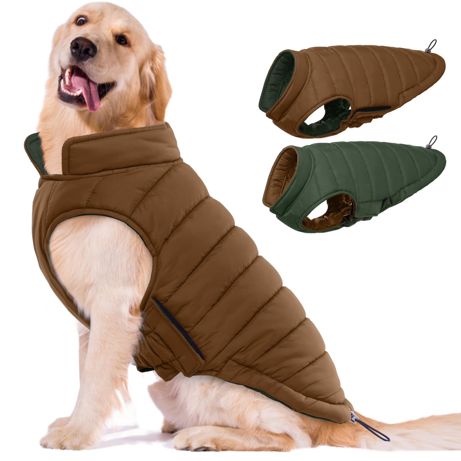 Lelepet — Chamarra Reversible Acolchada para Perro, Resistente al Viento y Agua, para Perros Pequeños