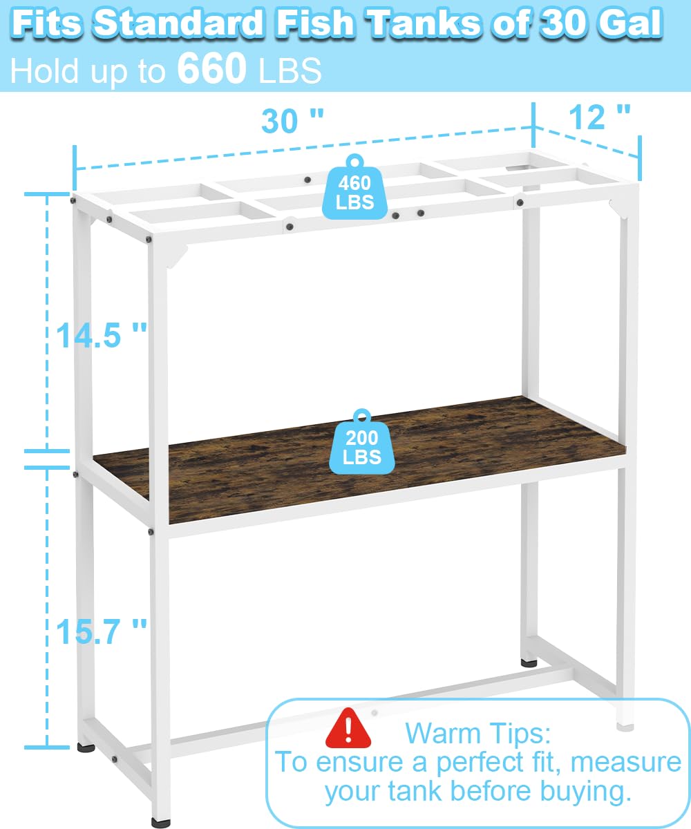 Mondazie — Mueble Soporte para Acuario de 2 Niveles con Estante para Accesorios, Resistente y Robusto para Peceras